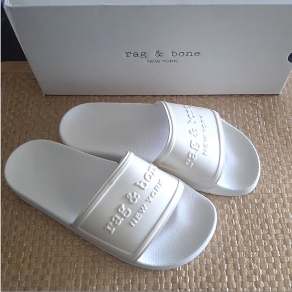 NWT rag & bone pool slide with logo. White. Size 6 includes box. - Picture 3 of 6